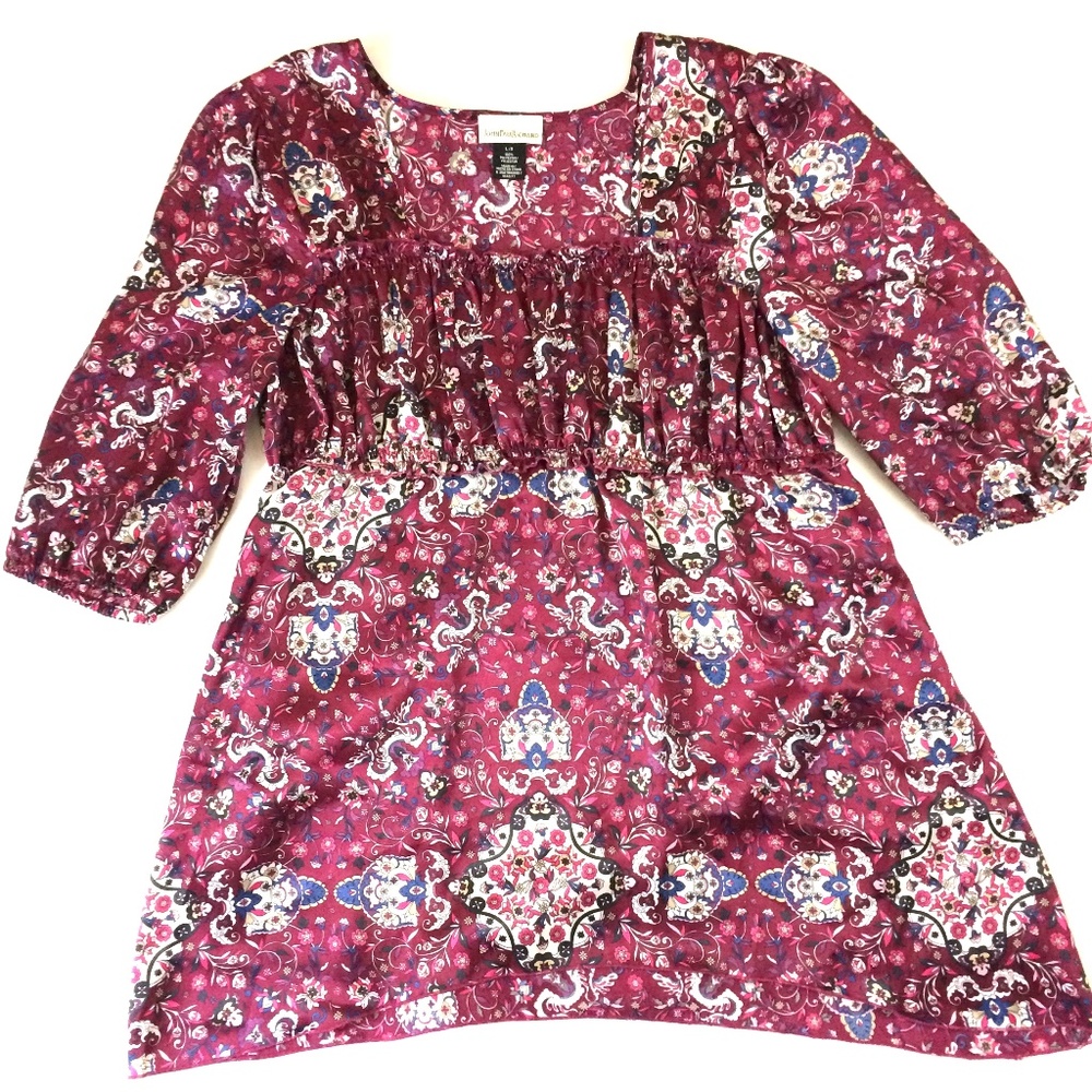John Paul Richard Maroon Floral scrunch waist L